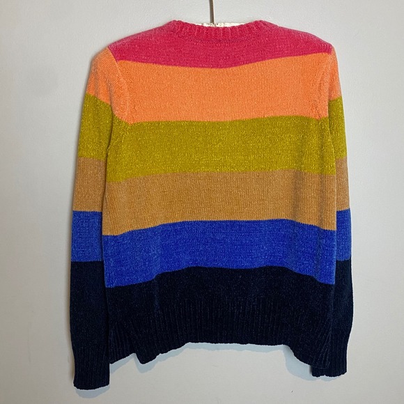 LISA TODD Striped Color Block Chenille Sweater Womens XS Colorful Cozy - Picture 7 of 7